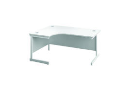 First Radial Left Hand Desk 1600x1200x730mm White/White KF803096