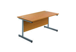 First Rectangular Cantilever Desk 1400x800x730mm Nova Oak/Silver KF803386