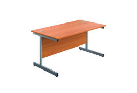 First Rectangular Cantilever Desk 1800x800x730mm Beech/Silver KF803492