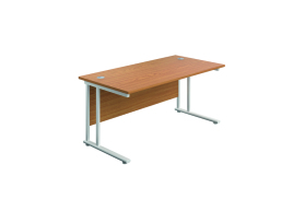 Jemini Rectangular Cantilever Desk 800x600x730mm Nova Oak/White KF806165