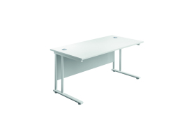 Jemini Rectangular Cantilever Desk 800x600x730mm White/White KF806172