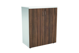 Jemini Wooden Cupboard 800x450x730mm White/Dark Walnut KF811282