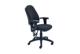 First High Back Operators Chair with Adjustable Arms 640x640x985-1175mm Charcoal KF839244