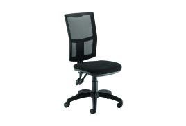 First Medway High Back Operator Chair 640x640x1010-1175mm Mesh Back Black KF90960