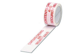 Polypropylene Tape Printed Contents Checked 50mmx66m (Pack of 6)White Red PPPS-SECURITY