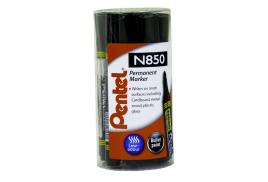 Pentel N850 Permanent Black Bullet Tip Marker (Pack of 12) N850T12-A