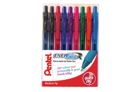 Pentel EnerGel Retractable Pen Medium Assorted (Pack of 9) YBL107/9-MIX