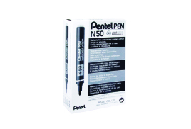 Pentel N50 Permanent Bullet Marker Broad Black (Pack of 12) N50-A