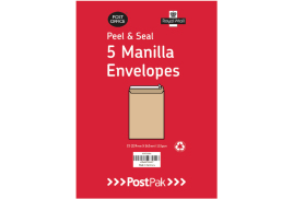 Envelopes C4 Peel & Seal Manilla 115Gsm (Pack of 5) POF27428
