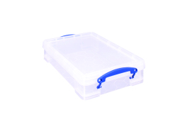 Really Useful 4 litre Plastic Storage Box With lid 395x255x80mm Clear KING4C