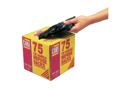 Le Cube Tie Handle Refuse Sacks With Dispenser 100 Litre Black (Pack of 75) 0481