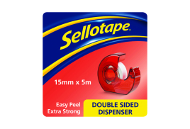 Sellotape Double Sided Tape and Dispenser 15mm x 5m 1766008