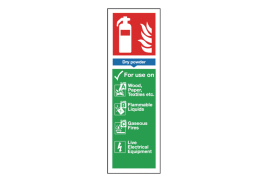 Safety Sign Fire Extinguisher Dry Powder 300x100mm S/Adhesive FR02625S