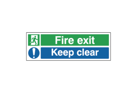 Safety Sign Fire Exit Keep Clear 150x450mm Self-Adhesive EC08S/S