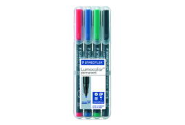 Staedtler Lumocolour Pen Permanent Medium Assorted (Pack of 4) 317-WP4