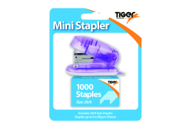 Tiger Mini 26/6 Stapler including 1000 Staples (Pack of 6) 301506