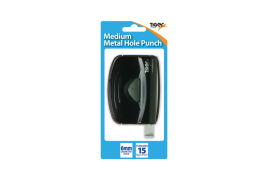 Tiger Medium Metal 2 Hole Punch, Black (Pack of 6) 301517