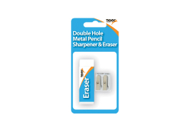 Tiger Eraser And Metal Double Hole Sharpener Set (Pack of 12)