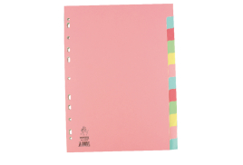 A4 Manilla Divider 12-Part Pink With Multi-Colour Tabs WX01515