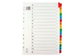 Multicoloured A4 A-Z Mylar Index WX01523